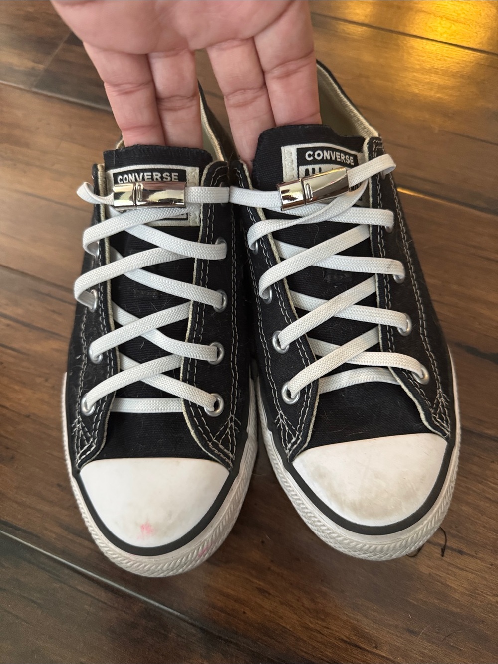Converse Kids Black Canvas Low-Top Sneakers with White Laces